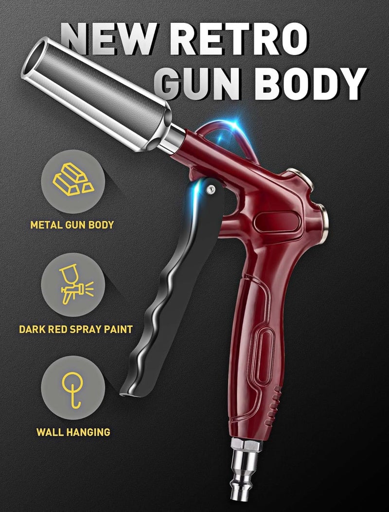 EVOULTES High Flow Air Blow Gun with Adjustable 8-14 Inch Extension, Upgraded Red Air Nozzle Blower w/Powerful Venturi Nozzle & 1/4'' Standard Quick Plug, Dust Cleaning Gun for Air Compressor Accessories - Image 4